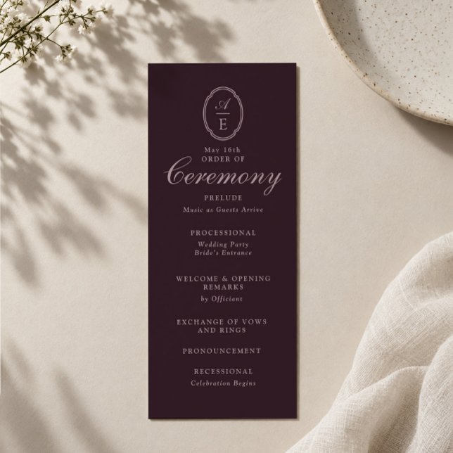 Programme de mariage Plum Noir Monogram (Créateur téléchargé)