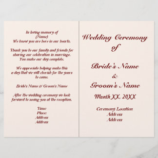 Programme de mariage pour mariées et mariées perso