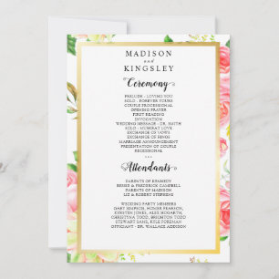 Programme de mariage pour papillon rose du printem
