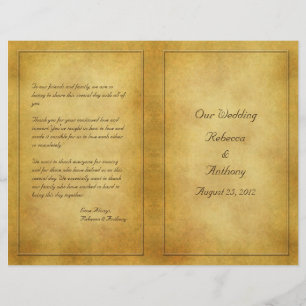 Programme de mariage pour parchemin d'âge vintage