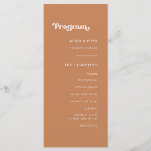 Programme de mariage pour sucre brun rétro élégant
