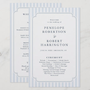 Programme de mariage rayé bleu poussiéreux Moderne