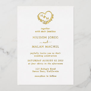 programme de mariage Real Gold Foil invitation