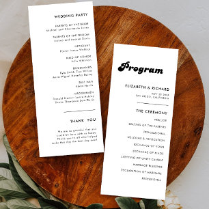 Programme de mariage rétro élégant noir et blanc