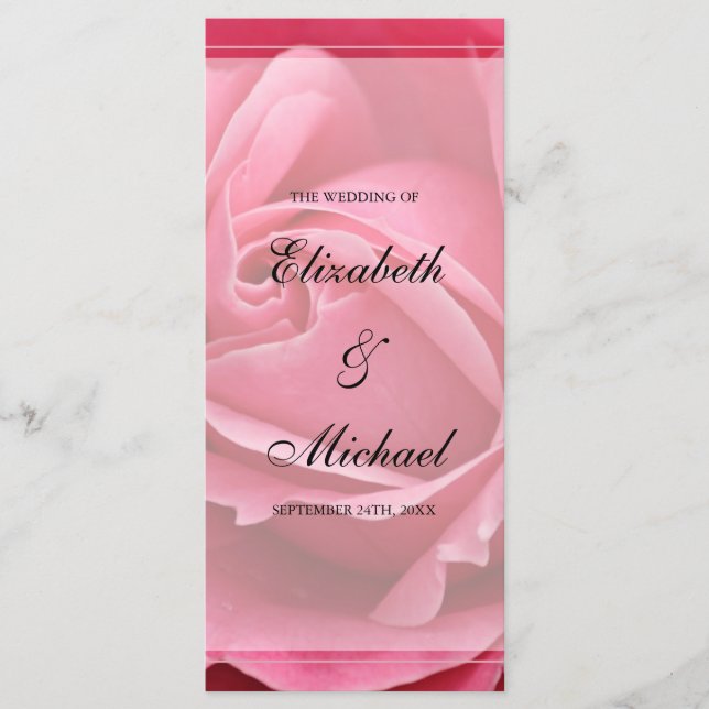 Programme de mariage rose (Devant)