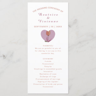 Programme de mariage rose amour fleur coeur