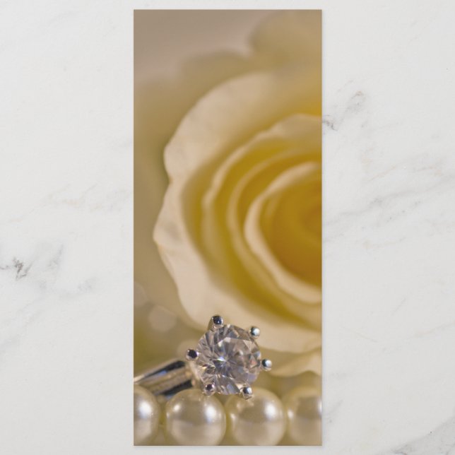 Programme de mariage Rose blanche et perles (Devant)