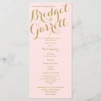 Programme de mariage rose et or