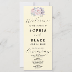 Programme de mariage rose floral jaune romantique