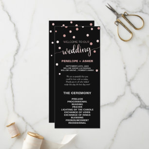Programme de mariage rose Gold et Black Glam Confe