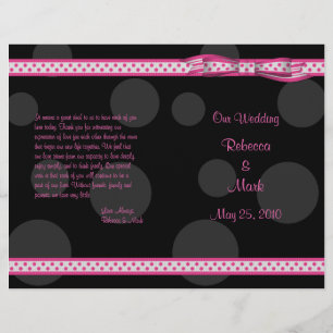 Programme de mariage rose Noir Polka Dot Ribbon Bo