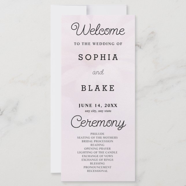 Programme de mariage rose pâle Daisy blanche (Devant)