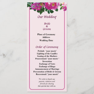 Programme de mariage Rose Pink Rambler