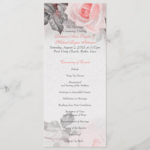 Programme de mariage rose rose vintage