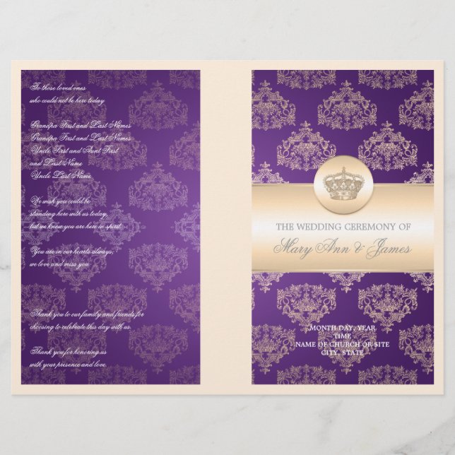 Programme de mariage Royal Crown Purple (Devant)