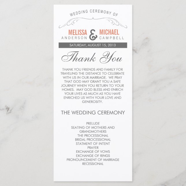 Programme de mariage rustique (Devant)