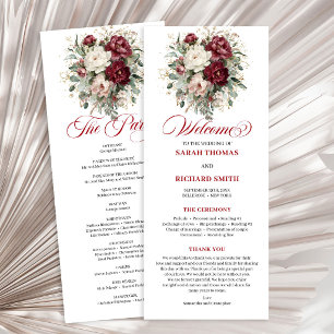 Programme de mariage rustique blush burgundy verdu
