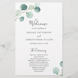 Programme de mariage rustique eucalyptus à verdure