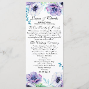 Programme de mariage rustique Fleur d'aquarelle d'