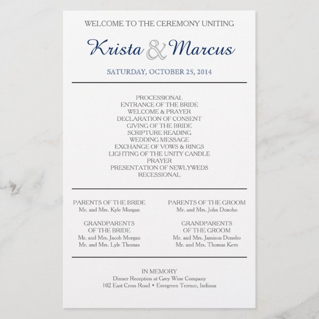 Programme de mariage Silhouettes simple Circulaire (Devant)