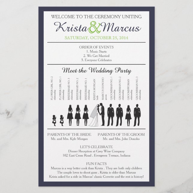Programme de mariage Silhouettes simple Circulaire (Devant)