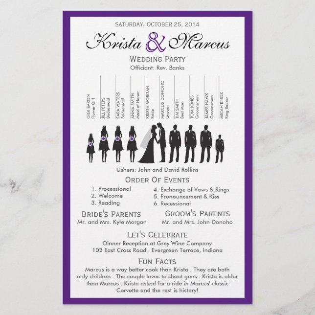 Programme de mariage Silhouettes simple Circulaire (Devant)
