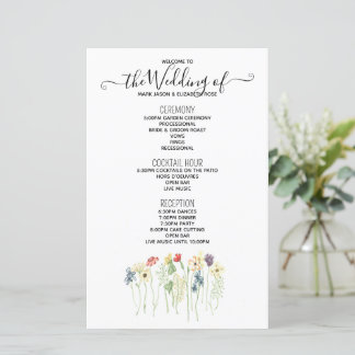 Programme de mariage simple aux fleurs sauvages