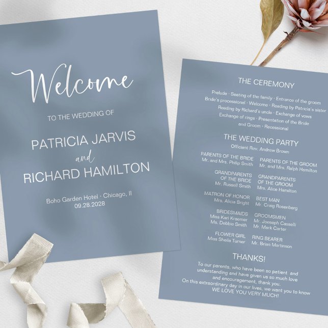 Programme de mariage simple calligraphie moderne (Créateur téléchargé)