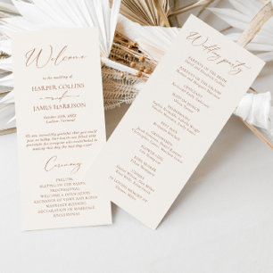 Programme de mariage simple en terre cuite Boho