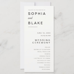 Programme de mariage simple minimaliste blanc cass