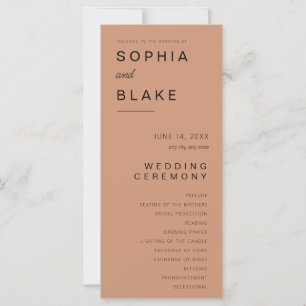 Programme de mariage simple minimaliste en laiton