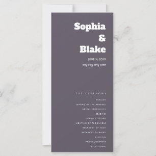 Programme de Mariage Simple Minimaliste Gris Fumée