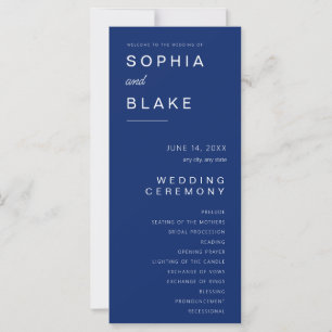 Programme de mariage simple minimaliste saphir fon