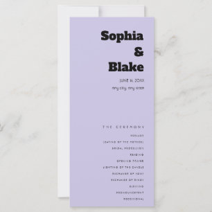 Programme de Mariage Simple Minimaliste Violet Cla