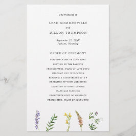 Programme de mariage simple rustique floral de fle