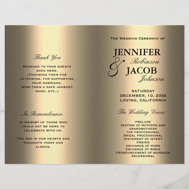 Programme de mariage | Soft Shiny Gold Look (Devant)