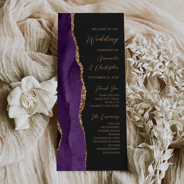 Programme de mariage sombre écriture Agate Or Viol (Créateur téléchargé)