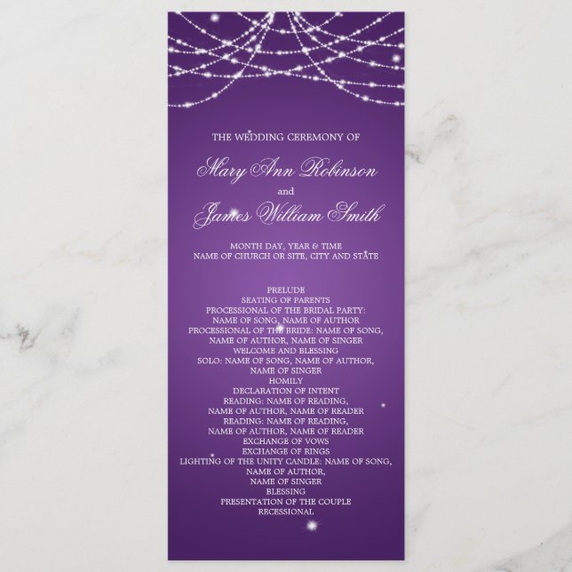 Programme de mariage Sparkling String violet (Devant)