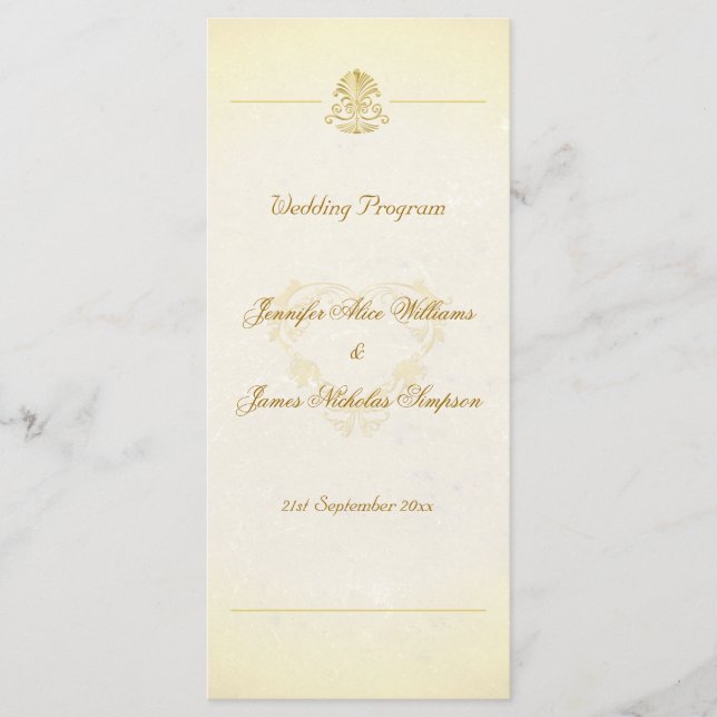Programme de mariage Style papier parchemin Vintag (Devant)