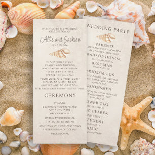 Programme de mariage sur la plage coquillages sabl