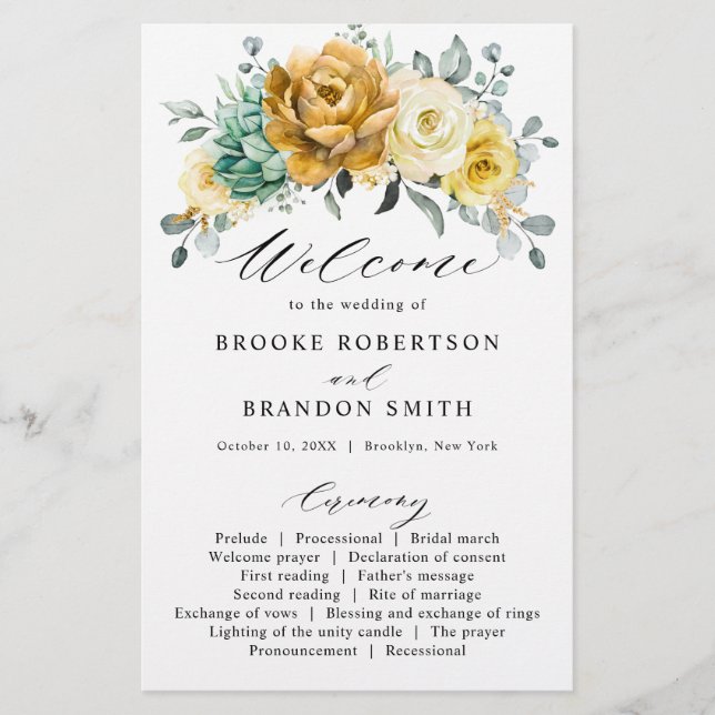 Programme de mariage sur la verdure de la sauge ja (Devant)