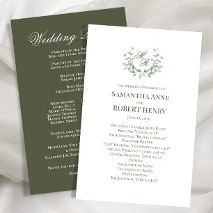 Programme de mariage sur monogramme personnalisé v