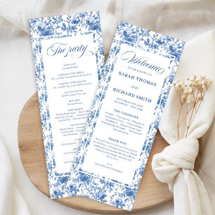 Programme de mariage Toile de roses bleues françai