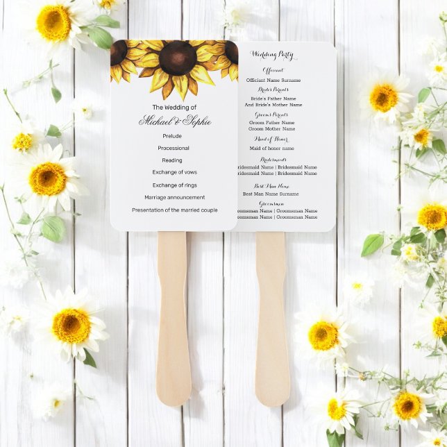Programme de mariage tournesol Éventails floraux b (Créateur téléchargé)