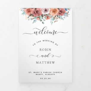 Programme de mariage triplé et calendrier aquarell