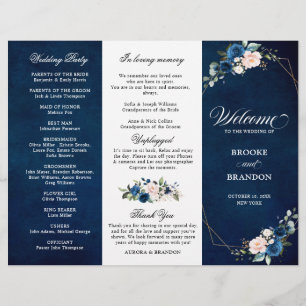 Programme de mariage triplé Rose bleu de la Marine