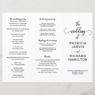 Programme de mariage triptyque minimaliste élégant