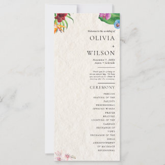 Programme de mariage tropical aquarelle
