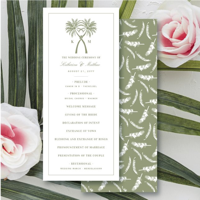 Programme de mariage tropical aux palmiers à noeud (Green Knotted Palm Trees Tropical Wedding Program @ fatfatin_blue_knot)