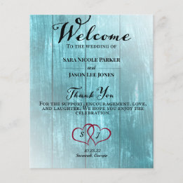 Programme de mariage Turquoise rustique